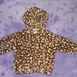 Old Navy Tan and White Fleece  Zipped jacket with animal ears
